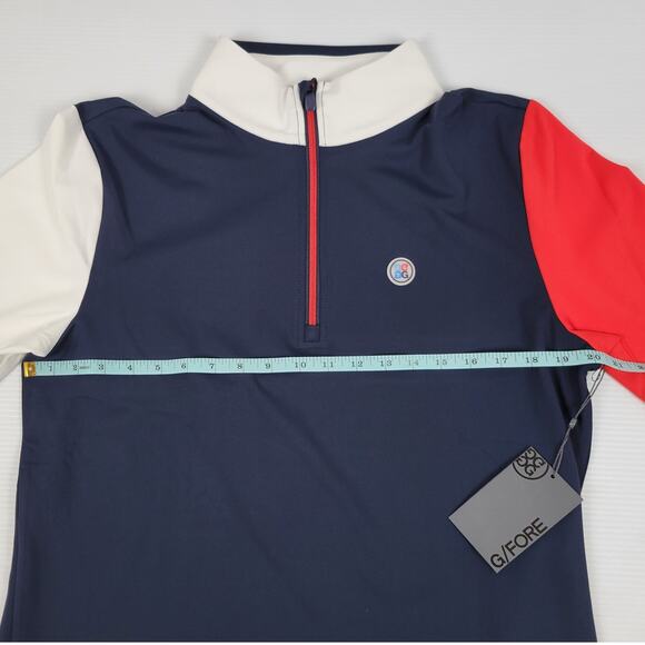 NWT G/Fore Mens Medium Daytona Colorblock‎ Tech G4 USA Golf Performance Sweater - Picture 10 of 11